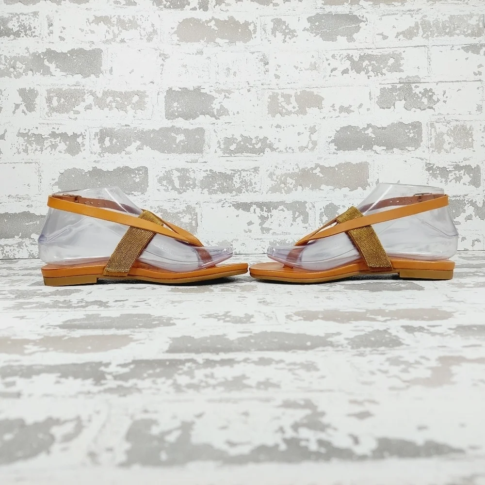 NEW Inuovo Brown Leather Sling Back Buckle Strap Summer Thong Sandals M824 - Picture 7 of 11